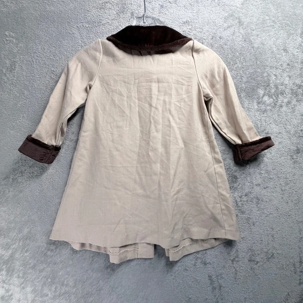 Little Bitty Girls Dress Coat 4T Velvet Trim Holiday Princess Jacket Beige Brown